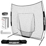 PowerNet Baseball & Softball Practice Net 7x7 FT, Outdoor Baseball Training Equipment for Pitching & Batting Practice (Black Net)
