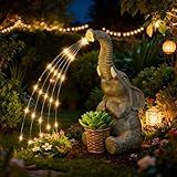 Lyeasw Solar Elephant Statues Outdoor, Waterproof Garden Decor Elephant Figurine Lights for Patio, Yard, Balcony, Lawn, Christmas Birthday Housewarming Gifts for Women, Mom, Grandma