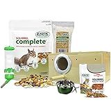 Exotic Nutrition Starter Package for Squirrels - Includes Healthy Food, Nest Box, Nesting Material, Natural Treat, Water Bottle & Food Dish