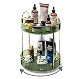 Asayuee 360 Rotating Makeup Organizer for Vanity,2 Tier Large Capacity Skincare Organizers,Bathroom Counter Organizer, Spinning Perfume Organizer & Vanity Organizer (Green-2 Tier)