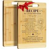 Kikcoin Retirement Gifts for Women 2026 - Bamboo Cutting Boards Leaving Gifts for Colleagues, Coworker, Friend, Teacher, Parents, Family, Retirement Party Decoration, Recipe for Great Retirement
