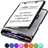 Think2Master Black Plastic Storage Clipboard with Pencil Holder. | 25% Heavier & 25% Sturdier| Heavy Duty. Must Have for Nurses, Teachers & Classrooms.