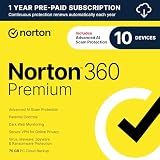 Norton 360 Premium, Antivirus software for 10 Devices with Auto-Renewal – Includes Advanced AI Scam Protection, VPN, Dark Web Monitoring & PC Cloud Backup [Download]