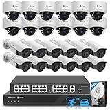 4COVR PoE 32 Channel Security Camera System, 12 Dome IK10 Vandal-Proof 12 Bullet 5MP Commercial IP Camera IP67 Night Vision, AI Human/Vehicle Detection, Business H.265 UHD NVR 8TB HDD, LYH54A5M3224