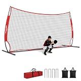 NaxKizo 20x10FT Barricade Backstop Net, Baseball Basketball Backstop Net with Steel Frame, Ball Stop Net for Baseball, Lacrosse, Soccer, Basketball, Backstop Net for Backyard