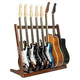 STRICH Guitar Stand for Multiple Guitars, Hardwood Guitar Rack for 8 Electric Guitar Bass, or 5 Acoustic Guitars, Padded Multi Guitar Stand for Home, Studio, SMT-10 (7-Holder)