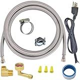 Eastman 6 Ft. Dishwasher Installation Kit, Braided Stainless Steel Supply Line with 3/8 Inch Compression Ends, 3-Prong Straight Power Cord, 41150