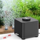 hygger Aquarium Air Pump, Quiet Adjustable Fish Tank Air Pump, 4W/7W/11W Powerful Oxygen Aerator Dual Stainless Steel Outlets with Air Stone Bubbler for Small Medium Large Fish Tank, Hydroponic, 4W