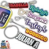 Personalized Keychain Tag, Durable Hard Plastic Luggage Tag, Bag Tag Customizable Colors & Fonts, Cute Water Bottle ID Tag & Nametag, Kids' Book Bag Tag