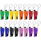 PIFOOG 16 Pcs Car Window Breaker Keychain 3-in-1 Emergency Escape Tool Glass Breakers Seatbelt Cutter Rescue Whistle Mini Compact Auto Safety Survival Tools 8 Colors