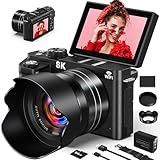 8K Digital Camera - 88MP WiFi Cameras for Photography - Autofocus Vlogging Camera for YouTube with 3" 180° Flip Screen, 18X Zoom - UHD Video Camara for Beginner Photographer with Lens Hood, 64GB Card