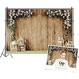 DASHAN 12x8ft Polyester Wedding Backdrop Rustic Floral Flower Wood Wall Backdrop Bridal Shower Reception Ceremony Valentine's Day Photography Background Proposal Party Kids Birthday Party Photo Prop