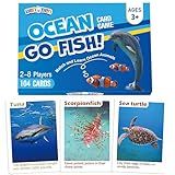 BenBen Go Fish Card Game for Kids, 104 Cards, Ocean Theme Memory Matching Game, Sea Animals Learning Playing Cards, Picture Cards with Real Photos, Fun Facts, 2-8 Players