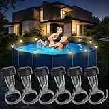 VICHTOP Solar Pool Lights - 6 Pack, Pool Light for Framed Above Ground Pools, Swimming Pool Fence Decoration Accessories, Waterproof LED Pool Solar Lights, Pool Enclosure Lighting Decor