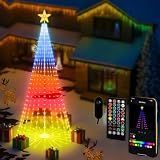 8FT Outdoor Christmas Tree, Smart RGBW Lighted Christmas Cone Tree App and Remote Control, DIY Multi-Color Lightshow 355 LEDs Christmas Tree with Timer and Music Sync, Christmas New Year Decoration