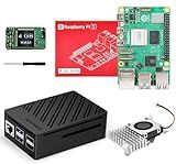 SANOOV Basic Kit for Raspberry Pi 5 4GB RAM with Active Cooler, Rpi 5 4GB Single Board and ABS Case Included