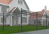 XCEL Black Steel Anti-Rust Fence Panel - Sharp End Pickets - 6.5ft W x 5ft H - Easy Installation - for Residential, Outdoor, Yard, Garden, Swimming Pool, on Concrete or Soil, 3-Rail, One Post included