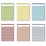 Dry Erase Incentive Chart/Chore/Responsibility/School Attendance/Homework Progress Tracking Chart, 6 Pack in Multi-Color, 36 Rows X 25 Columns (17" x 22.5")