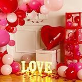 MiniInflat 129 Pcs Valentine's Day Party Decorations 8.58" Tall Love LED Light up Letters Balloon Boxes Letters Red Pink Balloon Garland Arch Kit for Wedding Proposal Anniversary Party Supplies