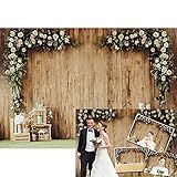 DASHAN 10x8ft Polyester Wedding Backdrop Rustic Floral Flower Wood Wall Backdrop Bridal Shower Reception Ceremony Photography Background Wedding Proposal Party Kids Birthday Party YouTube Photo Prop