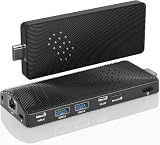 Fanless Mini PC Stick, Win 11 Pro Celeron J4105 8GB RAM 128GB eMMC Micro Desktop Computer, Full Functional Type-C, RJ45 Gigabit Ethernet 4K 60Hz, WiFi BT 5, HDMI 2.0 for Business, Office, IoT, Home