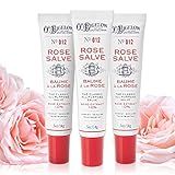 C.O. Bigelow Rose Salve Tubes, Pack of 3 Lip Balm Tubes, All Purpose Salve for Lips, Cuticles, Hands & Dry Skin, Lip Balm Set, 0.5 oz