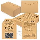 MotiMind 50 Sets of Real Estate Mailers Greeting Cards Neighbor House Shaped Cards With Envelopes Real Estate Agent Supplies(Hello)