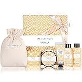 Spa Luxetique Spa Gifts for Women 6pc Vanilla Bath Sets Women Gift With Body Lotion, Shower Gel, Bubble Bath, Hand Cream, Bath and Body Gifts Set, Christmas Gifts