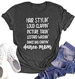 Mama Shirt Women: Dance Mom Shirts Mother's Day T Shirts Mother Tee Casual Short Sleeve Tops(DarkGrey4, Small)