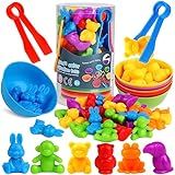 Counting Animals Color Sorting Matching Games with Sorting Bowls Montessori Sensory Early Educational Toys Learning Fine Motor Skill & Counting Math Toys Gift for 3 4 5 Year Old Boys Girls