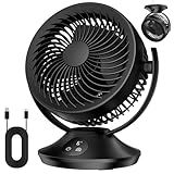 PISLIOU 12000mAh Rechargeable Desk Fan, Portable Air Circulator - 6 Speeds, Timing, 360 Tilt, 90 Oscillating, Small Quiet Cooling for Bedroom, Home Office, Outdoor, Battery Operated