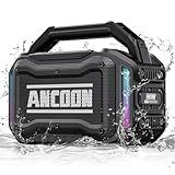 ANCOON Speakers Bluetooth Wireless: 80W(Peak) Loud Speaker with Bass, 20H Playtime, IPX6 Waterproof, Large Jobsite Speakers for Work, Outdoor, Workshop, Garage, Portable Speaker with TWS (Black)