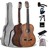 Winzz Classical Guitar 4/4 Adult Classical Guitar for Beginners 39 Inches Brown