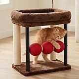 Veehoo Small Cat Tree, Cat Scratching Post with 17"x13" Wide Top Bed, 20.5" Sturdy Cats Tower with Natural Sisal Scratch Posts & Rotatable Balls for Small Spaces, Kittens