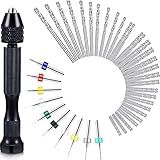 Mudder 57 Pieces Hand Drill Bits Set, 46 Pcs Pin Vise Micro Twist Drills and 10 Pcs PCB Mini Cutting Bits for Resin Polymer Clay Craft DIY Jewelry(Black)
