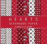 Scrapbook Paper: Red and Silver Heart, Chevron, Stripe, & Love Arrow Patterns, Decorative Craft Paper, Cardstock for Valentine's Day, Double Sided 8 x 8" Sheets, 20 Unique Designs