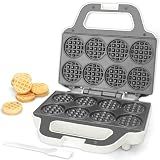 SugarWhisk Mini Waffle Maker Machine, Bake 8 x 2'' Tiny Waffle Bites, Tiny Waffle Bites Iron for Kids,Small Waffle Maker, Compact & Easy Use, Recipe Included, Non Stick Surface, White