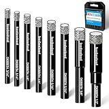 8 Pack Diamond Drill Bits Set for Granite Ceramic Marble Tile Stone Glass Hard Materials, Integrated Coolant for Fast Dry Drilling, Size 3/16 1/4 5/16 3/8 1/2 inch Masonry Core Drill Bits, Round Shank