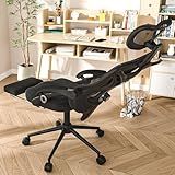 CYKOV Ergonomic Office Chair - Adjustable Lumbar & Headrest, 90-160° Reclining with Footrest, Breathable Mesh Back - Home Office/Gaming Computer Chair (Black, 300lbs Capacity)