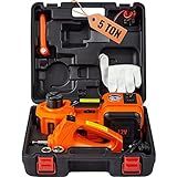 VEVOR Electric Car Jack, 5 Ton/11023 LBS Hydraulic Jack Lift with Electric Impact Wrench, Built-in Inflatable Pump, and LED Light for SUV MPV Sedan Truck Change Tires Garage Repair