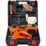 VEVOR Electric Car Jack, 5 Ton/11023 LBS Hydraulic Jack Lift with Electric Impact Wrench, Built-in Inflatable Pump, and LED Light for SUV MPV Sedan Truck Change Tires Garage Repair