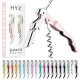 HYZ 2-Pack Wine Opener, Waiter Corkscrew Wine Key for Server, Pink
