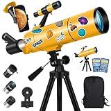 MEEZAA Telescope for Adults & Kids, 80mm Aperture 500mm Refractor | Portable Travel Telescopes, for Astronomy Beginners and Family Stargazing, with Tripod, Stickers, Phone Adapter, Backpack