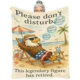 TWILFLNEX Retirement Gifts for - Funny Retirement Blanket 60"x50" Flannel Fleece Throw Blanket, Patriotic Eagle Design, Happy Retired Gift Idea, Coworker Retirement Party Decor Essentials