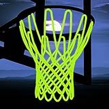 NEIJIANG Glow Basketball Net, Nightlight Basketball Net Luminous Outdoor Portable Sun Powered Sport Nylon (Yellowish Green)