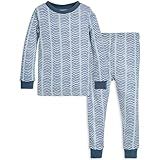 Burt's Bees Baby Baby Boys' PJ Set, Tee and Pant 2-Piece Pajamas, 100% Organic Cotton, Watercolor Chevron, 3T