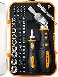 TOOLMAK 61pcs Ratcheting Screwdriver, Socket & Precision Bit Set