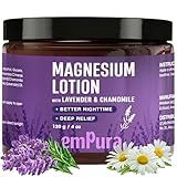 EMPURA Lavender Magnesium Lotion, Nighttime Magnesium Cream with Chamomile, Shea Butter & Jojoba Oil - Muscle Relief & Relaxation for Legs, Arms, Feet - Christmas Gifts for Women (4oz)