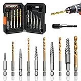 Coobeast 11Pcs Screw Extractor Set, Left Hand Drill Bit and Bolt Extractor Kit Easy to Remove Stripped Broken Damaged Screw Bolt and Nut Out, Reverse Drill Bit Extractor Set with Sturdy Case