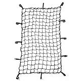CZC AUTO 22"x38" Black Latex Bungee Cargo Net Strech to 44"x76", Luggage Netting with 2"X2" Small Mesh and 12 Adjustable Plastic Hooks for Rooftop Cargo Carrier Roof Rail Rack Hitch Basket SUV